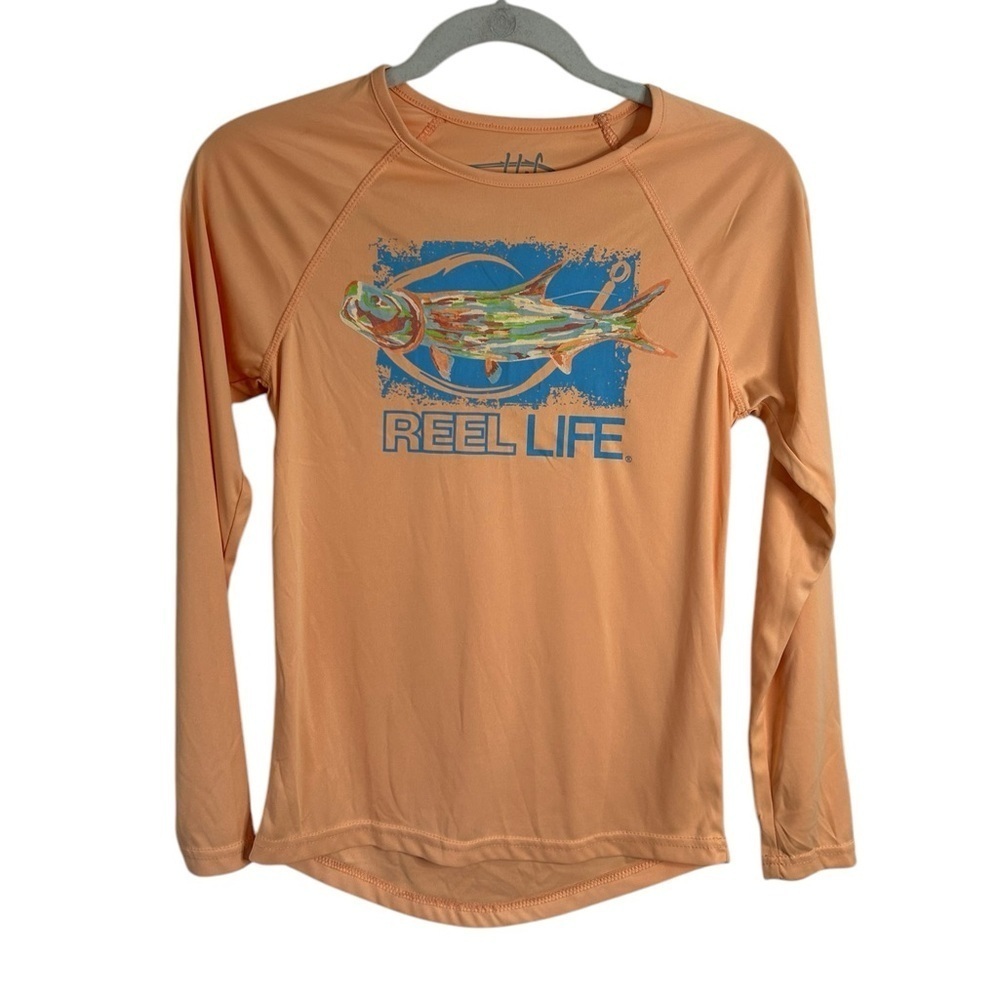 ♥️Reel Life Women's Orange Sunray Defender Series Long Sleeve Shirt Size Small